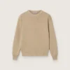 Unisexowy sweter dla dzieci w kolorze złotego beżu z prążkowanym wzorem i logo z tyłu
