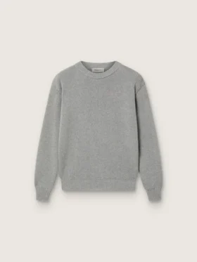 Unisexowy sweter Golden dla dzieci z szarej melanżowej dzianiny prążkowanej z logo z tyłu