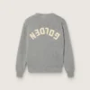 Unisexowy sweter Golden dla dzieci z szarej melanżowej dzianiny prążkowanej z logo z tyłu