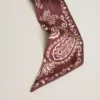 Wstążka z bordowego jedwabnego twillu z wzorem paisley