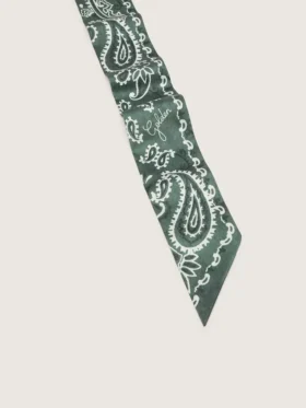 Zestaw dwóch twillowych wstążek z zielonym wzorem paisley