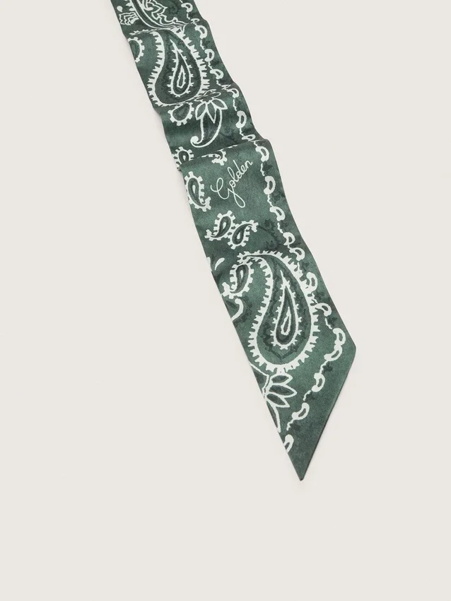 Zestaw dwóch twillowych wstążek z zielonym wzorem paisley
