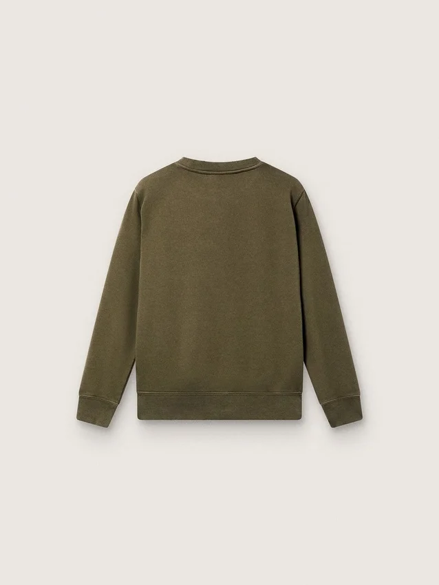 Złota bluza unisex z bawełny w kolorze wojskowej zieleni z odwróconym logo