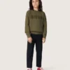 Złota bluza unisex z bawełny w kolorze wojskowej zieleni z odwróconym logo
