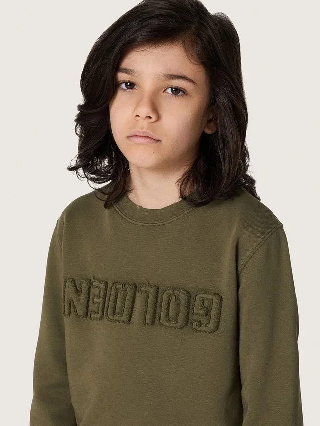 Złota bluza unisex z bawełny w kolorze wojskowej zieleni z odwróconym logo