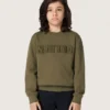 Złota bluza unisex z bawełny w kolorze wojskowej zieleni z odwróconym logo