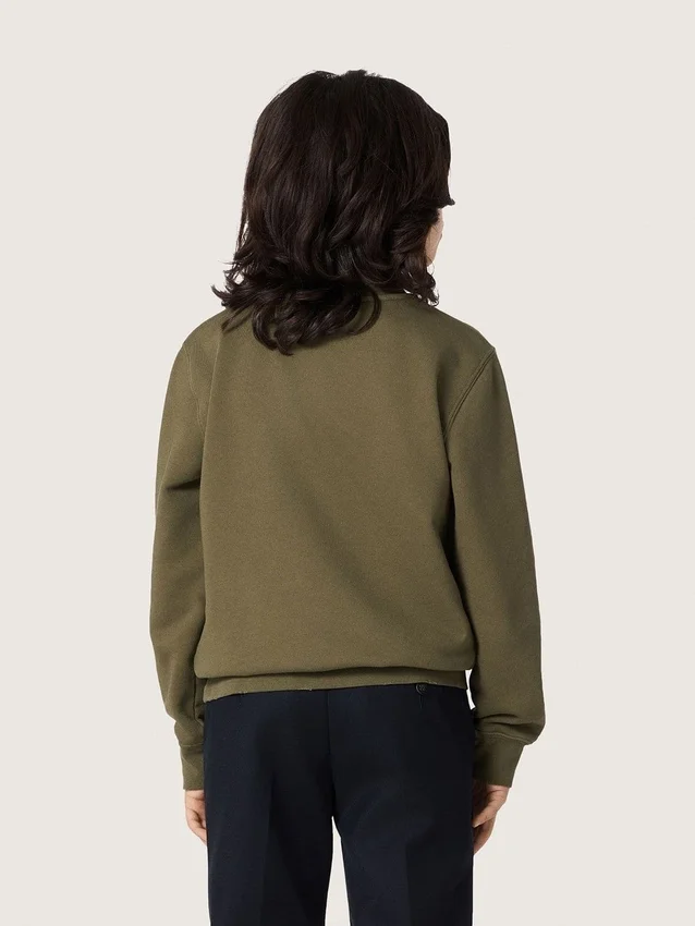 Złota bluza unisex z bawełny w kolorze wojskowej zieleni z odwróconym logo